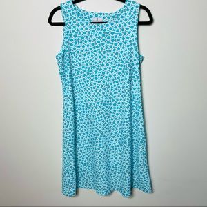 Jude Connally Size Medium Tank Dress Blue White Geometric Stretch Sleeveless EUC